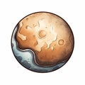 Mars And Moon Sketch Illustration In 2d Game Art Style