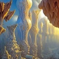 Planet with intricate mountains sci-fi landscape in space AI art