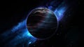 Abstract space illustration, 3d image, background, planet Jupite in a blue nebula Royalty Free Stock Photo