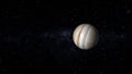 Planet Jupiter on black background with stars. Jupiter planet view form space.