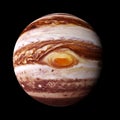 Planet Jupiter isolated on black background with focus on the red spot, elements of this image are furnished by NASA Royalty Free Stock Photo