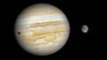 Planet Jupiter with moon Ganymede. Royalty Free Stock Photo