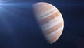 Planet Jupiter in Space drifting away, stars in background. 3d rendering