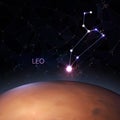 Planet with a kind of constellation of the sign of the zodiac Leo. Polygons vector illustration design, background