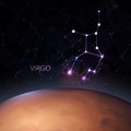 Planet with a kind of constellation of the sign of the zodiac Virgo. Polygons vector illustration design, background