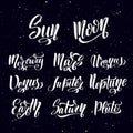 Planet lettering set. Planets names - mercury, venus, earth,