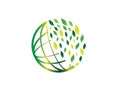 Planet lines with leaves world envirenment care for logo design vector, protect the globe icon, save earth symbol