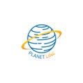 Planet logo illustration lines circle ring vector design Royalty Free Stock Photo