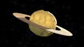 Planet made of cheese and bread rings against the background of glittering stars 3d