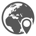 Planet map with geo pin. Global destination pointer