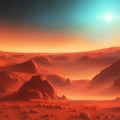 Planet mars 3d illustration, orange red eroded mars surface