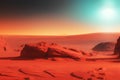 Planet mars 3d illustration, orange red eroded mars surface