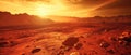 Planet mars 3d illustration, orange red eroded mars surface