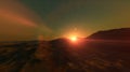 Planet Mars dawn sunset, red mountains and the atmosphere of the planet. 3d rendering Royalty Free Stock Photo