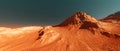 Planet mars illustration, orange red eroded mars surface landscape, science fiction background Royalty Free Stock Photo