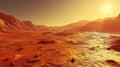 Planet mars illustration, orange red eroded mars surface, science fiction background