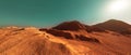 Planet mars illustration, orange red eroded mars surface, science fiction 3D illustration background