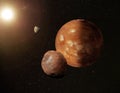 Planet Mars with its moons Phobos and Deimos Royalty Free Stock Photo