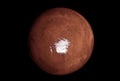 Planet Mars with a large white spot on a dark background. Elements of this image were furnished by NASA Royalty Free Stock Photo