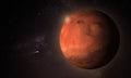 Planet Mars on Outer Dark Space. Mars 3d Red Planet in Dark universe