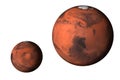 Planet Mars small and large Isolated Royalty Free Stock Photo