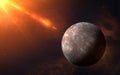 Planet Mercury, nebula and Sunlight Royalty Free Stock Photo