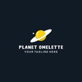 Planet omelette cartoon logo design template Royalty Free Stock Photo