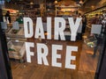 Planet Organic window sign for Dairy Free.