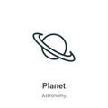 Planet outline vector icon. Thin line black planet icon, flat vector simple element illustration from editable astronomy concept Royalty Free Stock Photo