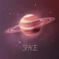 Planet with planetary rings in dull colors. Space illustration in modern contemporary design. Royalty Free Stock Photo