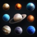 Planet Realistic Icon Set