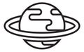 Planet with ring. Cosmic space symbol. Saturn icon