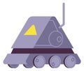 Planet rover icon. Cute metal robot wheels