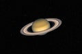 Planet Saturn against dark starry sky background in Solar System Royalty Free Stock Photo