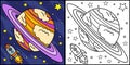 Planet Saturn Coloring Page Colored Illustration