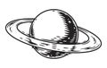 Planet Saturn emblem monochrome vintage