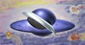 Planet saturn in outer space postcard illustration