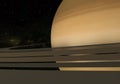 Planet Saturn with rings and satellites on the space background. 3d illustration Royalty Free Stock Photo