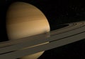 Planet Saturn with rings and satellites on the space background. 3d illustration Royalty Free Stock Photo