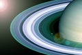 Planet Saturn with rings, in an unusual color. Elements of this image were furnished by NASA