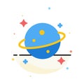 Planet, Saturn, Space Abstract Flat Color Icon Template