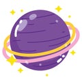 Planet saturn space galaxy astronomy in cartoon style