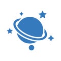 Planet, Saturn, space icon. Blue vector design Royalty Free Stock Photo