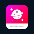 Planet, Saturn, Space Mobile App Button. Android and IOS Glyph Version Royalty Free Stock Photo