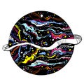 Planet Saturn in style of trippy art. Vibrant planet of solar system.