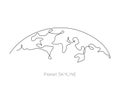 Planet skyline and world map in one continuous line drawing. Earth globe horizon in linear style. Minimalistic vector Royalty Free Stock Photo