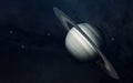 Planet of solar system, Saturn, in endless dark space. Educational image. Elements of this image furnished by NASA Royalty Free Stock Photo