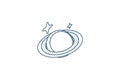Planet, Space, Astronomy isometric icon. 3d line art technical drawing. Editable stroke vector