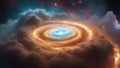 planet in space A deep space gems cloud with a spiral shape and a bright core. Royalty Free Stock Photo