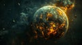 A planet in space with fire and lava Royalty Free Stock Photo
